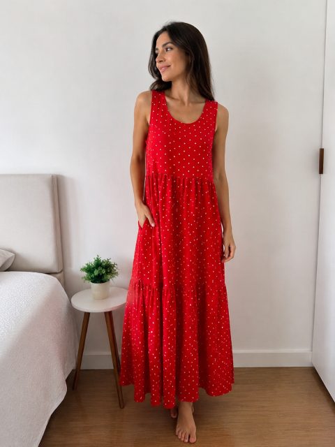 Vestido de Verão vermelho e branco NOVO COM ETIQUETA