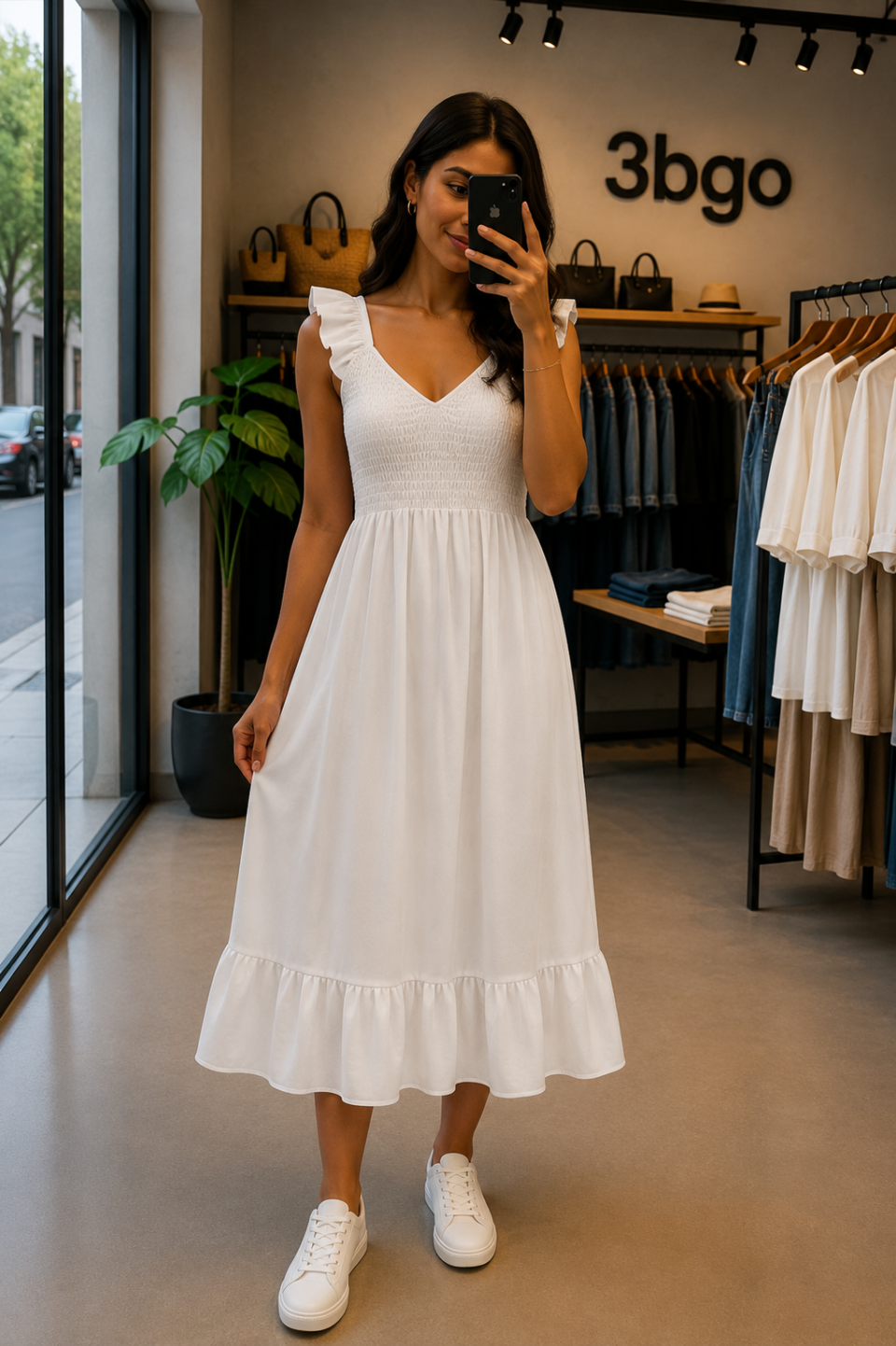 Vestido branco casual de verao