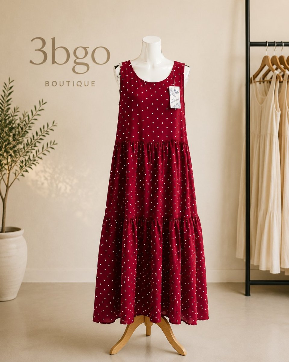 Vestido vermelho vinho meio longo - Midi